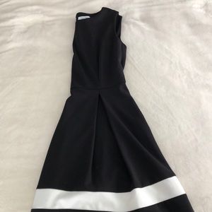 Black dress a-line skirt white detailing